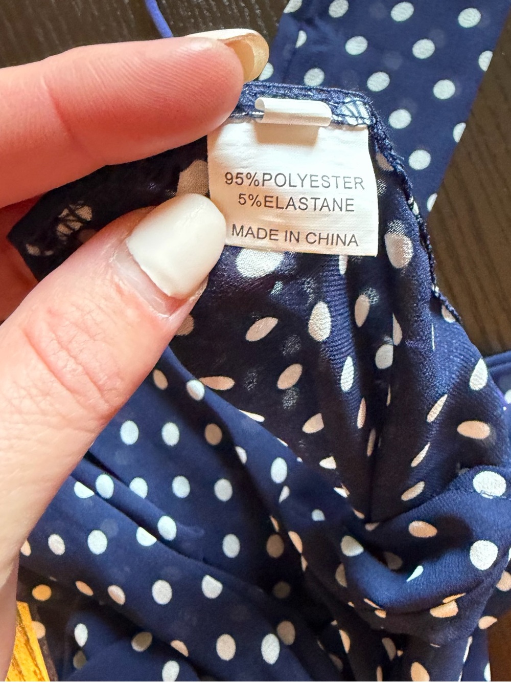 Navy Polka Dot Sheer Halter Cami with Scarf Tie - Picture 6 of 6